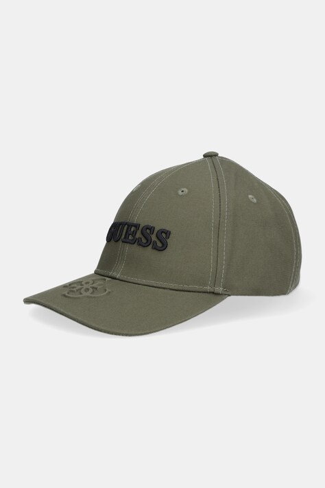 Guess czapka z daszkiem bawełniana kolor zielony AM9578 POL01