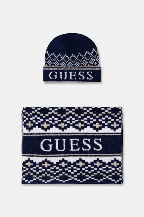 Guess pălărie și eșarfă din lână culoarea bleumarin, M5BZ44 Z4142