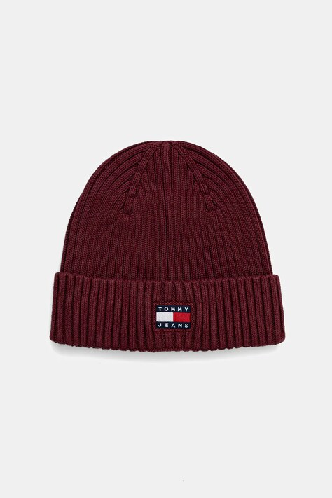 Bavlněná čepice Tommy Jeans vínová barva, AM0AM13669