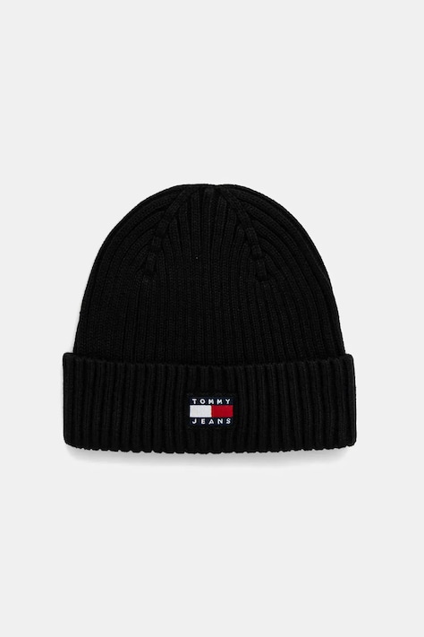 Tommy Jeans căciulă din bumbac culoarea negru, AM0AM13669