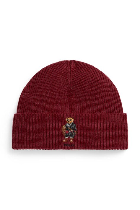 Polo Ralph Lauren czapka z dodatkiem wełny kolor bordowy 449P02041