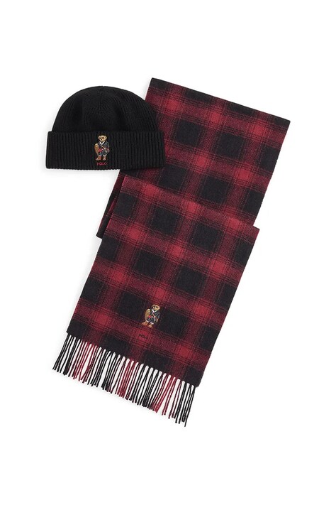 Polo Ralph Lauren czapka i szalik wełniany kolor multicolor 449P02049