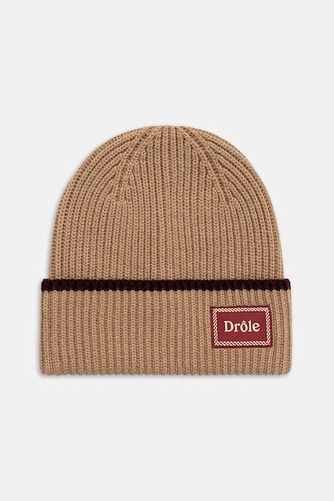 Шерстяная шапка Drôle de Monsieur Le Bonnet Laine цвет бежевый  I.BN104.WO007