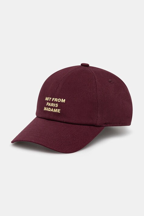 Памучна шапка с козирка Drôle de Monsieur La Casquette Slogan в бордо I.CP151.CO138