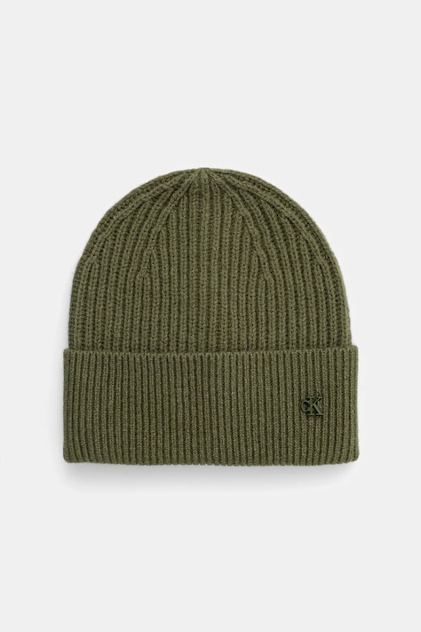 Vlněná čepice Calvin Klein zelená barva, LV04D8032G