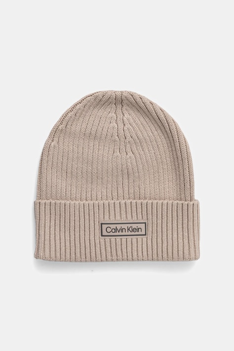 Σκουφί με μείγμα κασμίρ Calvin Klein χρώμα: μπεζ, LV04D8053G