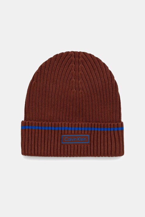 Calvin Klein czapka z domieszką wełny dziecięca kolor brązowy LV04D8054G