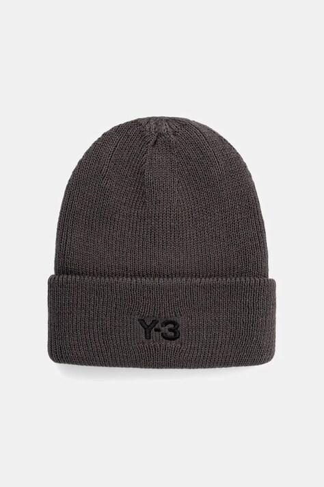 Y-3 czapka z dodatkiem wełny Beanie kolor szary KC0445