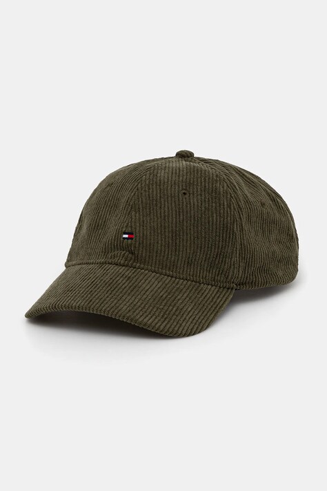 Tommy Hilfiger șapcă de baseball din catifea culoarea verde, AM0AM13583