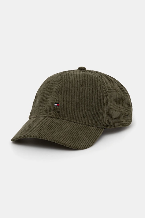Tommy Hilfiger cappello con visiera in velluto a coste colore verde AM0AM13583