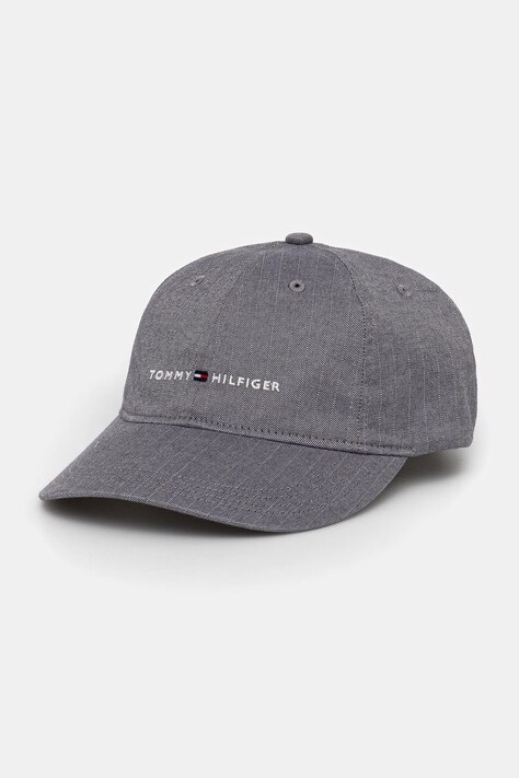 Tommy Hilfiger czapka z daszkiem bawełniana kolor szary AM0AM13771