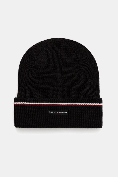 Tommy Hilfiger pălărie din amestec de lână culoarea negru, AM0AM13587
