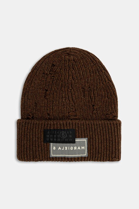 MM6 Maison Margiela czapka z wełną kolor brązowy SH0TB0001.M13138.142M