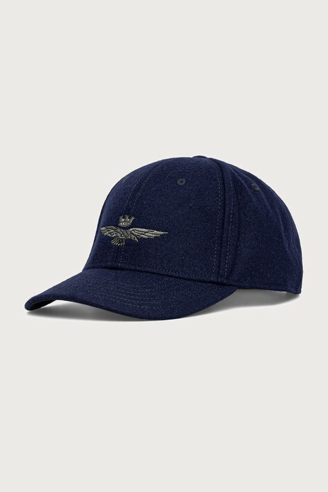 Aeronautica Militare czapka z daszkiem męska z dodatkiem wełny granatowa HA1085UCT02333