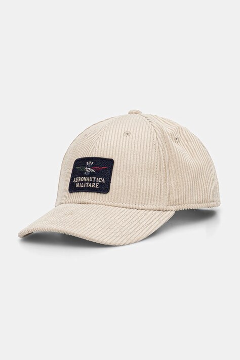 Aeronautica Militare cappello con visiera in velluto a coste colore beige HA1231UCT04238