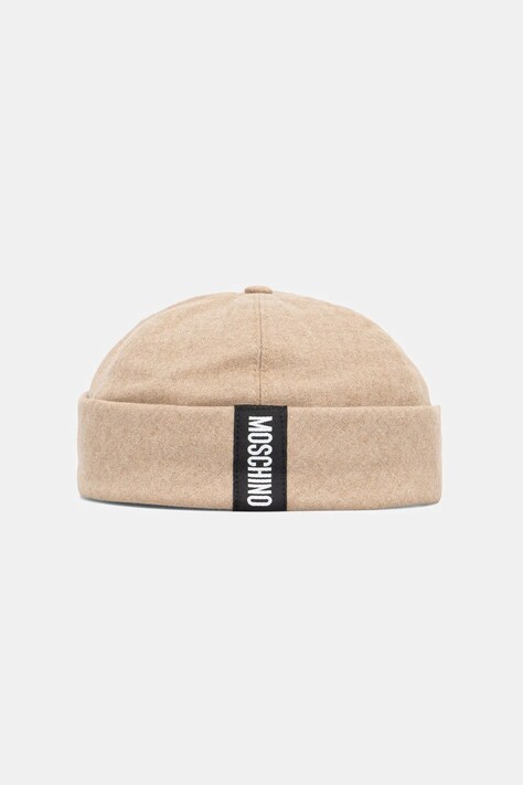 Moschino czapka z wełną kolor beżowy M5864 60802
