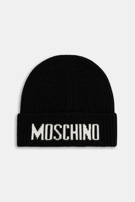 Čepice s vlnou Moschino černá barva, M5875 60808