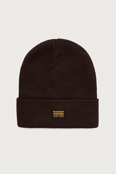G-Star Czapka beanie męska z bawełną Effo brązowa D16624-E149