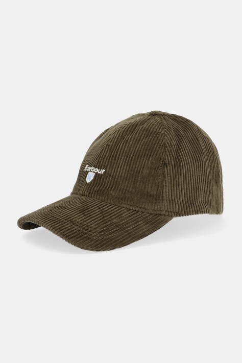 Barbour czapka z daszkiem sztruksowa Preston Cord kolor zielony MHA0911