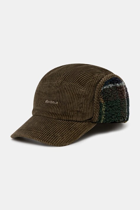 Barbour czapka z daszkiem sztruksowa Lowfen Carpenter Hat kolor zielony MHA0917OL71