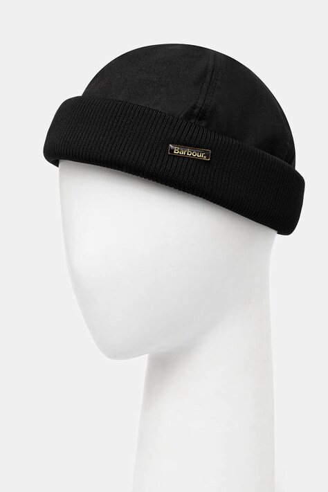 Čepice Barbour Oakmoor Wax Docker Hat černá barva, MHA0918BK11