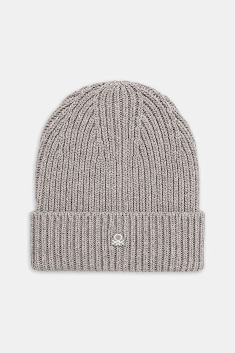 United Colors of Benetton czapka z dodatkiem wełny kolor szary 12PAUA00X
