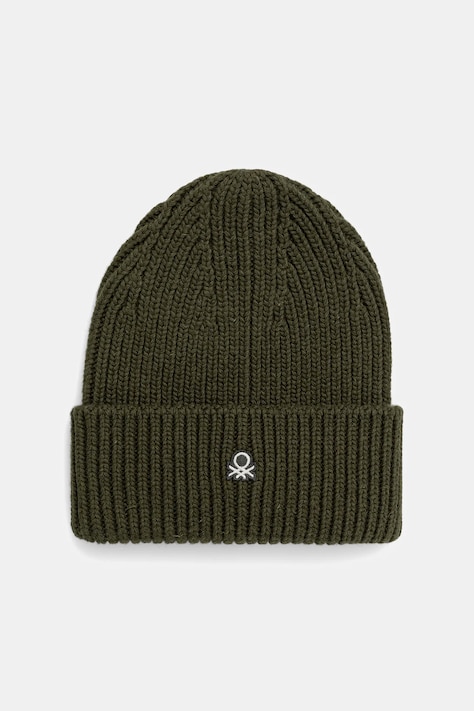 United Colors of Benetton czapka z dodatkiem wełny kolor zielony 12PAUA00X