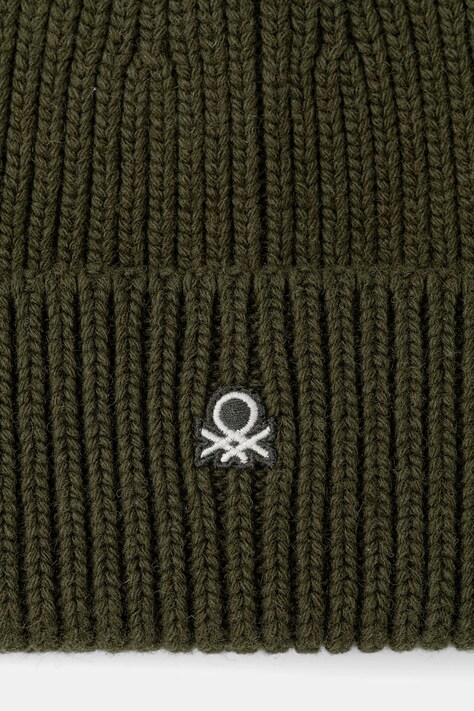 United Colors of Benetton czapka z dodatkiem wełny kolor zielony 12PAUA00X