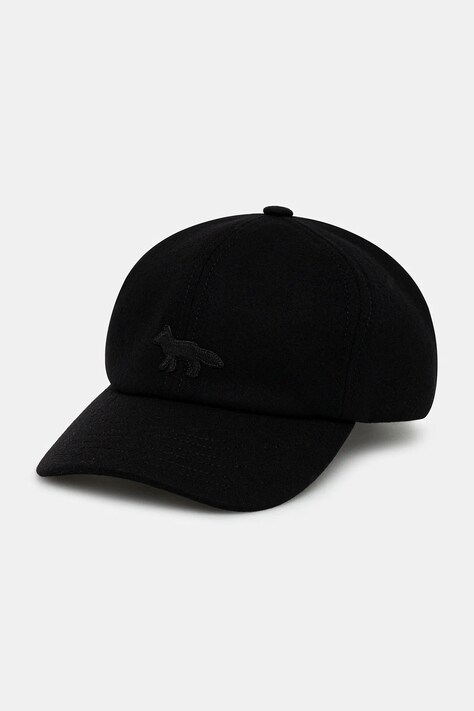 Maison Kitsuné czapka z daszkiem z dodatkiem wełny Profile Fox Wool kolor czarny PW06111WM2023