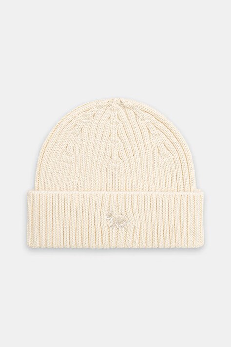 Maison Kitsuné czapka wełniana Baby Fox Beanie kolor beżowy PW06102KT1022