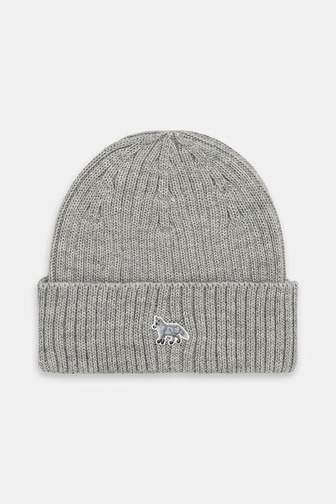 Maison Kitsuné czapka wełniana Baby Fox Beanie kolor szary PW06102KT1022