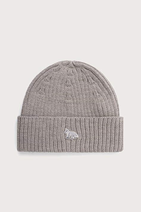 Maison Kitsuné Baby Fox Beanie czapka wełniana męska szara PW06102KT1022