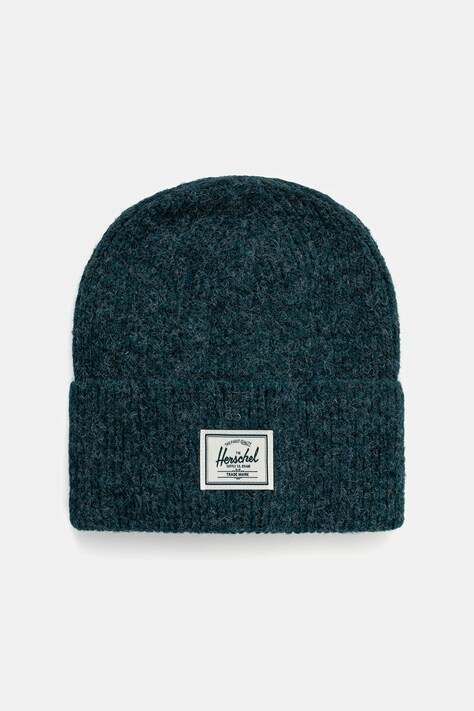 Čepice z vlněné směsi Herschel Super Soft zelená barva, 50481-06551-OS
