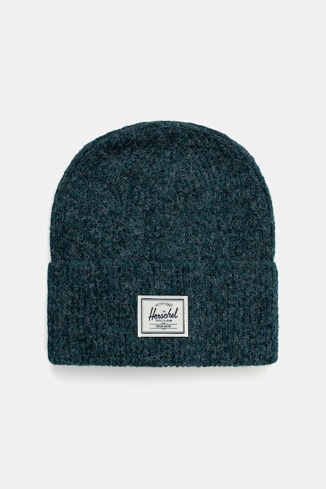 Шапка з домішкою вовни Herschel Super Soft колір зелений  50481-06551-OS