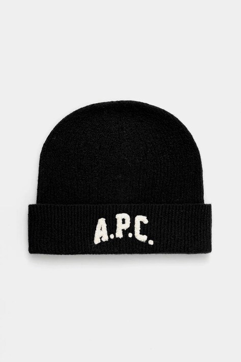 Вълнена шапка A.P.C. bonnet axel в черно  WVBDK.M25111