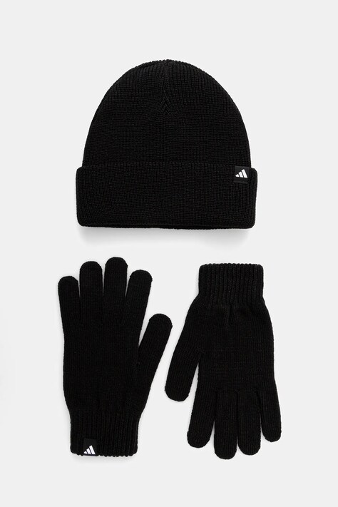Σκούφος και γάντια adidas Glove Beanie χρώμα: μαύρο, JN9443