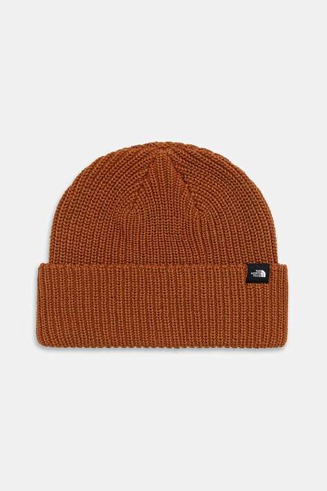 The North Face czapka Fisherman Beanie kolor brązowy NF0A55JGBOE1