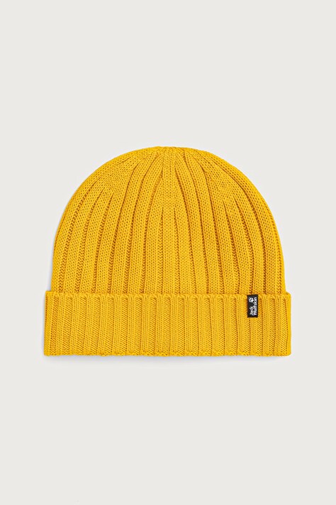 Jack Wolfskin Czapka beanie z wełną RIB KNIT pomarańczowa 1907122