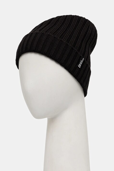 Kapa z dodatkom volne Jack Wolfskin RIB KNIT črna barva, 1907122