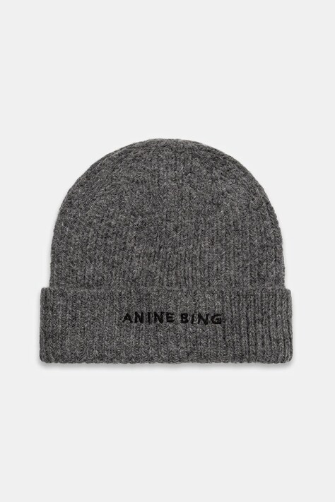 Anine Bing czapka z dodatkiem wełny elia kolor szary A.12.10621
