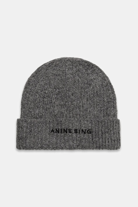 Anine Bing czapka z dodatkiem wełny elia kolor szary A.12.10621