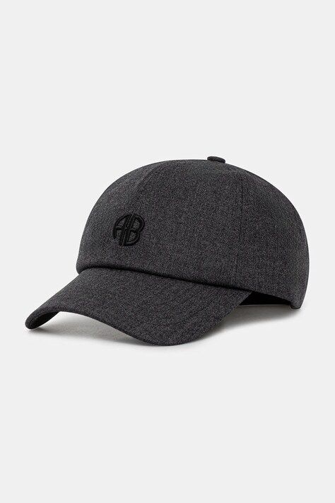 Anine Bing czapka z daszkiem wełniana jeremy kolor szary A.12.11385