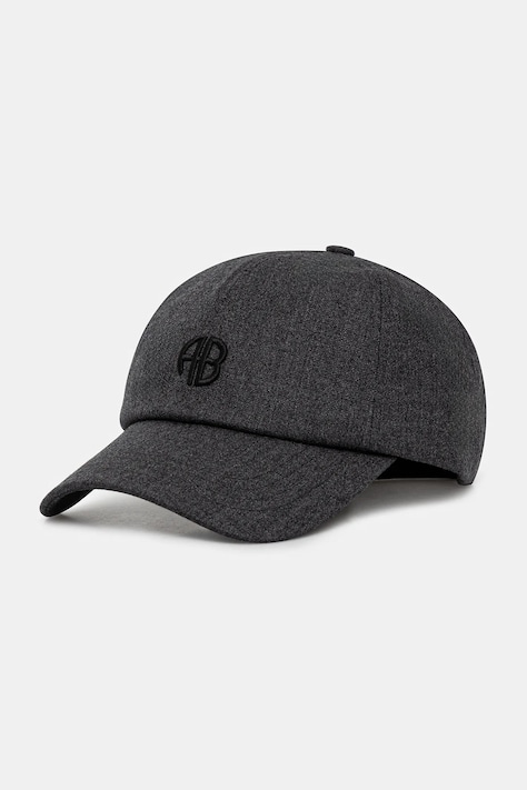 Anine Bing czapka z daszkiem wełniana jeremy kolor szary A.12.11385