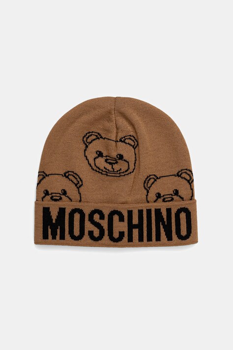 Čepice s vlnou Moschino hnědá barva, M3321 65443