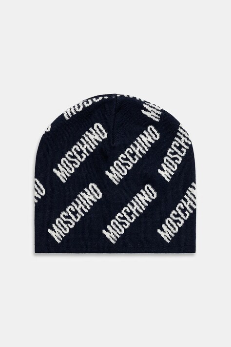 Čepice s vlnou Moschino tmavomodrá barva, M5859 60112