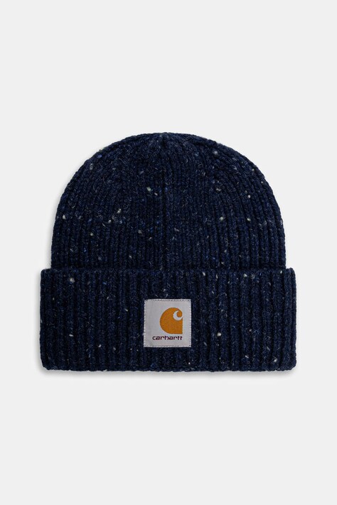 Carhartt WIP pălărie din amestec de lână Anglistic Beanie culoarea bleumarin, I013193.3ATXX