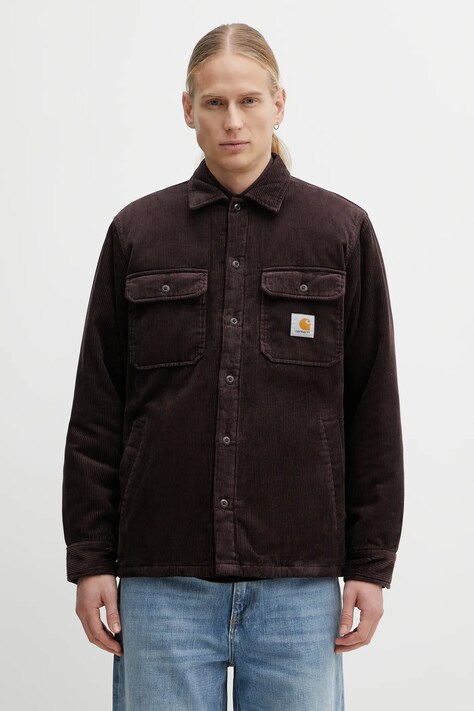 Carhartt WIP kurtka bawełniana Whitsome Shirt Jac kolor fioletowy przejściowa I028827.33HXX