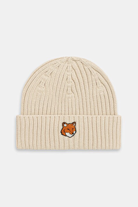 Maison Kitsuné czapka bawełniana Fox Head kolor beżowy PM06111KT1140
