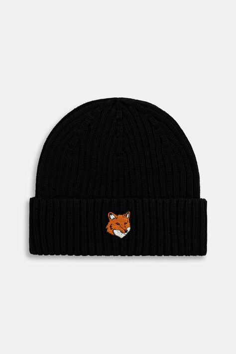 Maison Kitsuné czapka bawełniana Fox Head kolor czarny PM06111KT1140