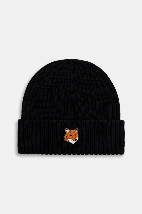 Maison Kitsuné czapka bawełniana Fox Head kolor czarny PM06111KT1140